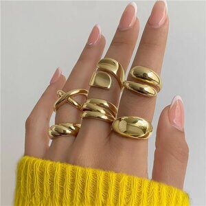 Chunky Gold Rings for Women Non Tarnish, 18K Gold Plated Stackable Thumb
